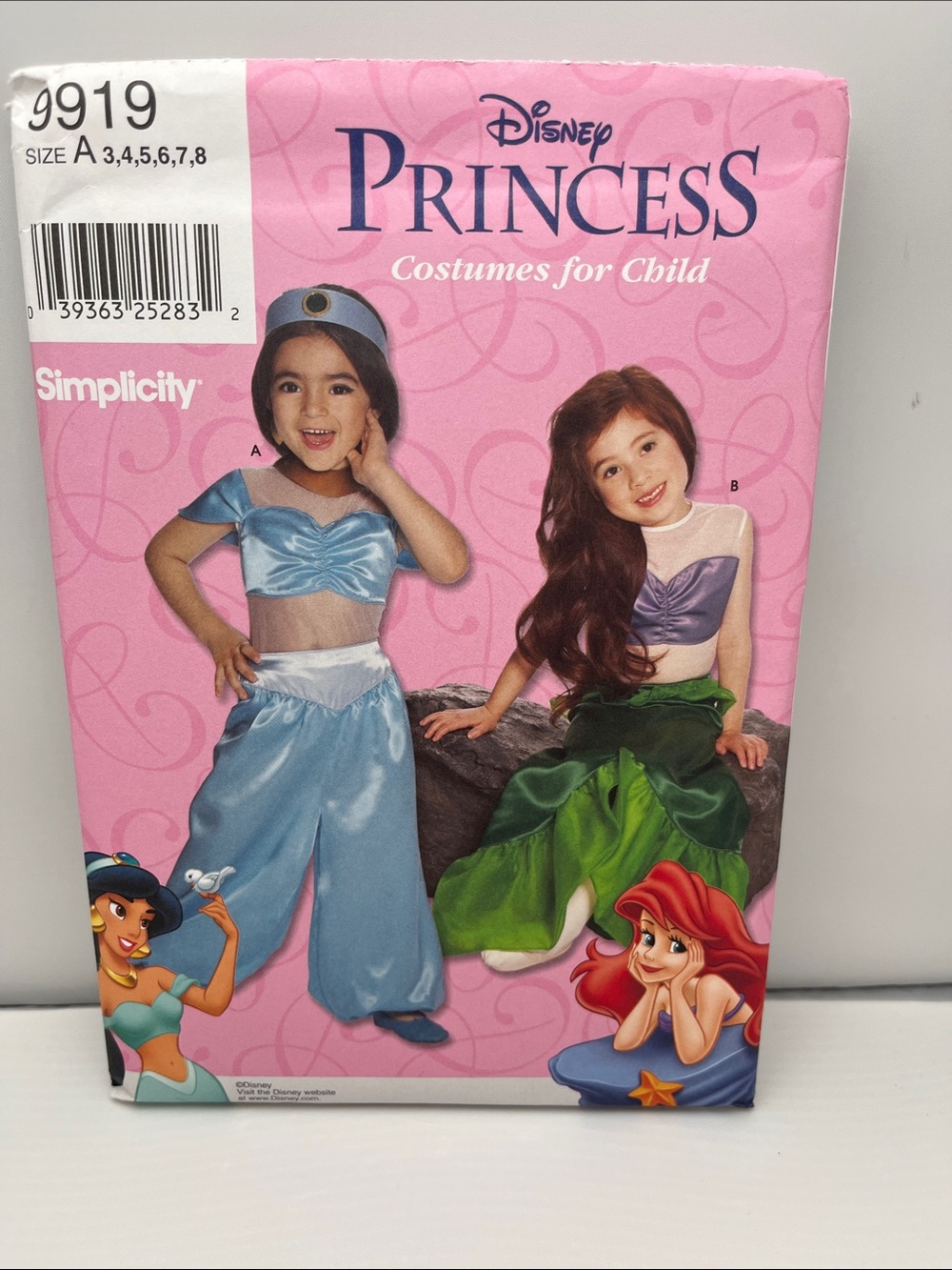 Simplicity Disney Princess Kids Costume Pattern - Pink, Blue, Green, Purple